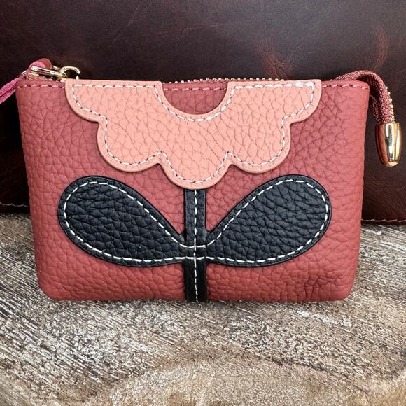 Flower Coin Purse Wallet Genuine Leather Wallet NEW FAST SHIP - Picture 2 of 4